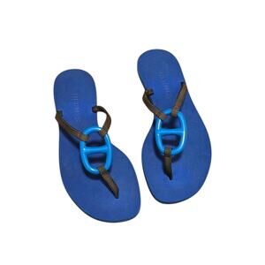 Hermes Cobalt Blue Minimalist Kala Nera Flip Flops Beach Sandals Hermès